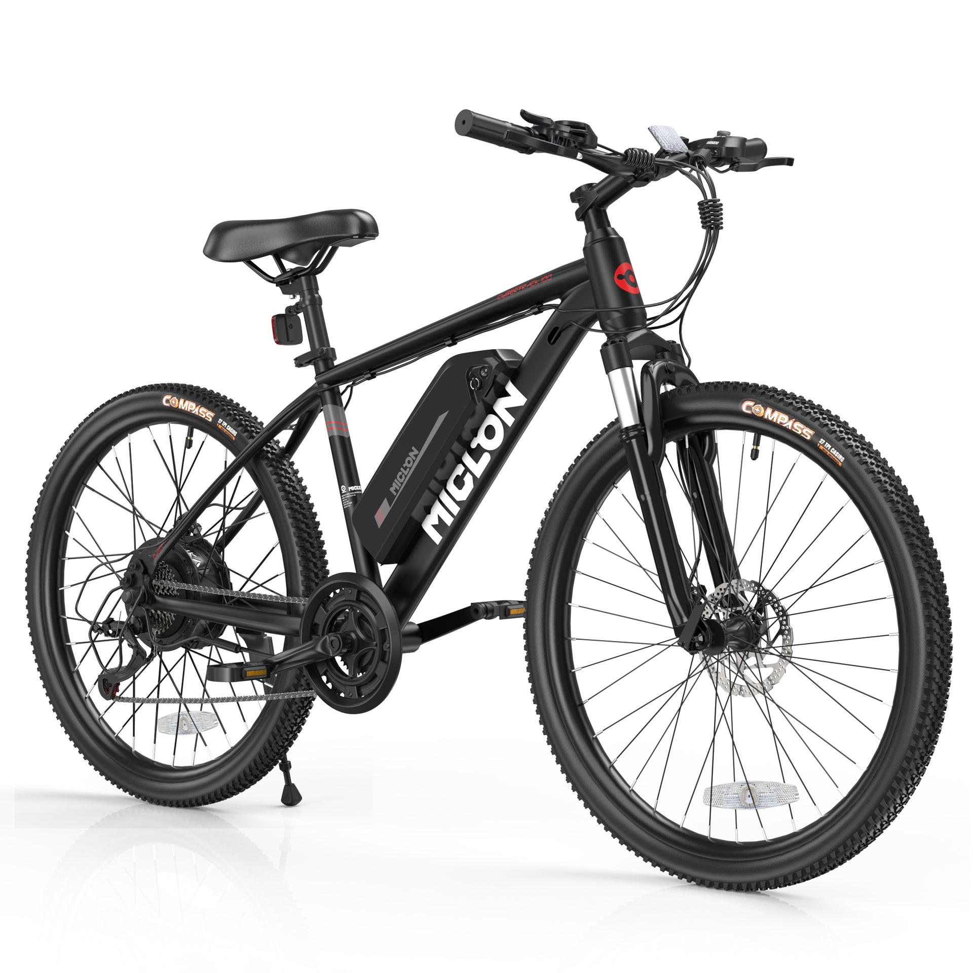 MICLON 26" Electric Mountain Bike for Adults (Black), 3H Fast Charge, 350W BAFANG Motor, Cybertrack 100